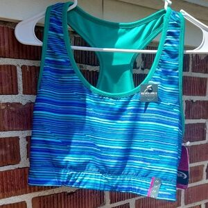 MTA Sport Vibrant Blue and Green Racerback Sports Bra